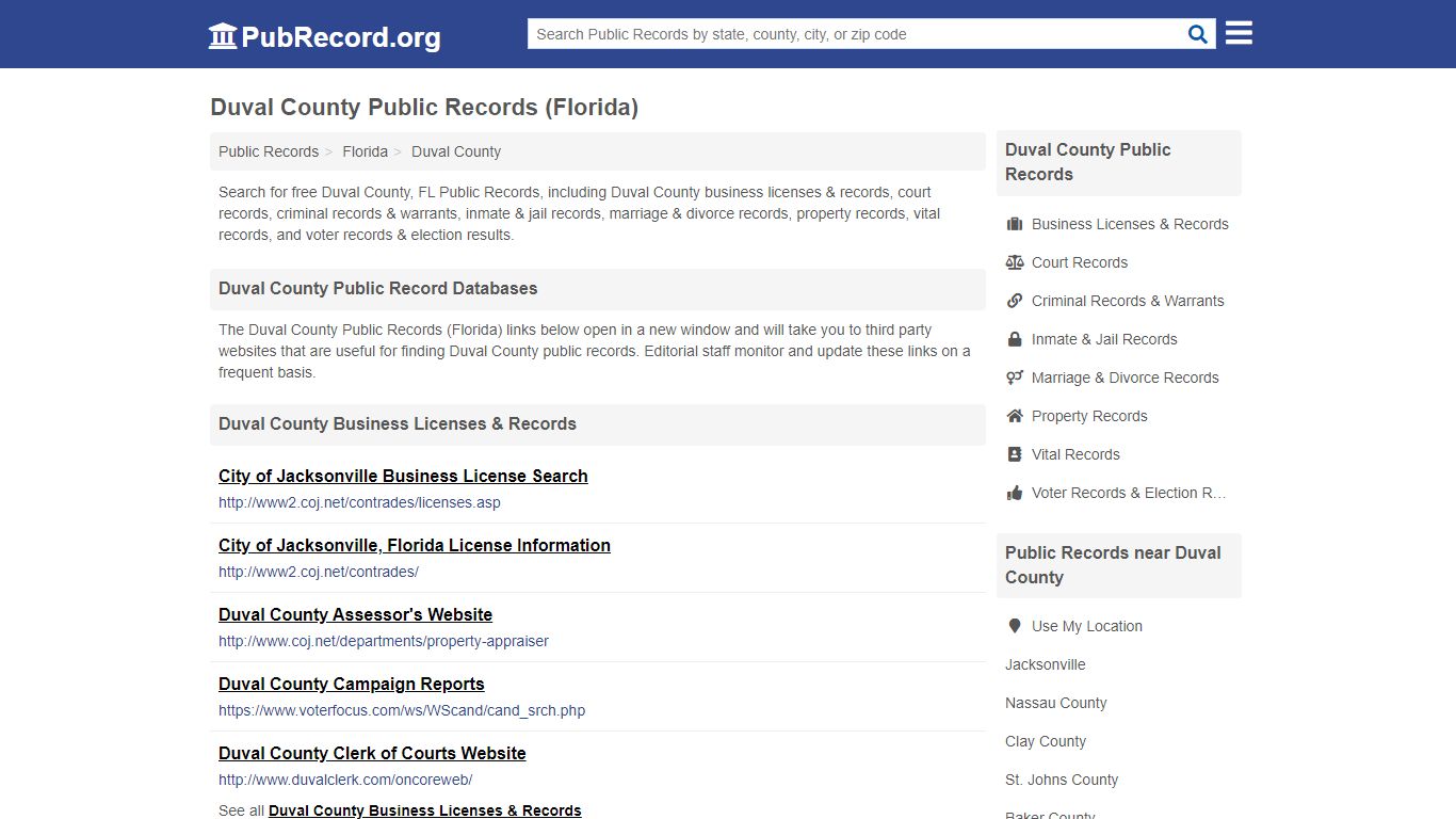 Free Duval County Public Records (Florida Public Records) - PubRecord.org